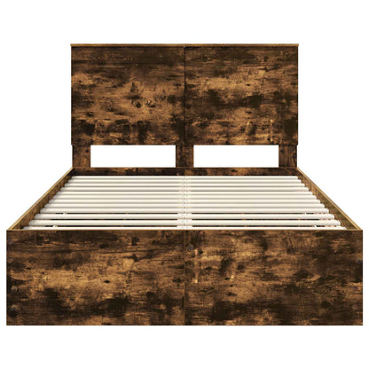 Bed Frame with Drawer Smoked Oak 120 x 200 cm Engineer Wood
