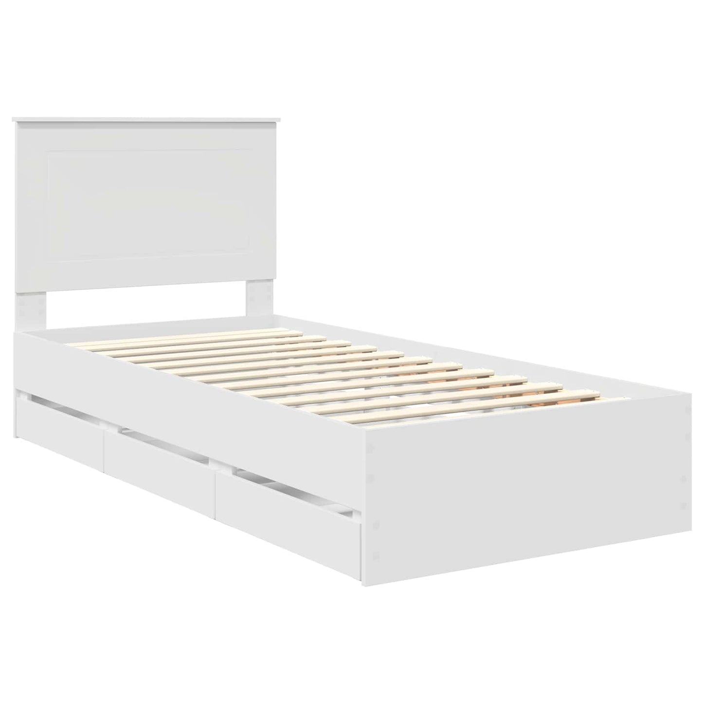 Bed Frame with Drawer White 100 x 200 cm Engineer Wood
