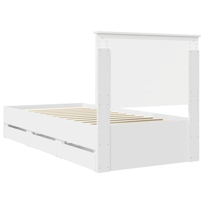 Bed Frame with Drawer White 100 x 200 cm Engineer Wood