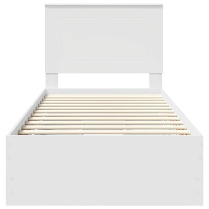 Bed Frame with Drawer White 100 x 200 cm Engineer Wood