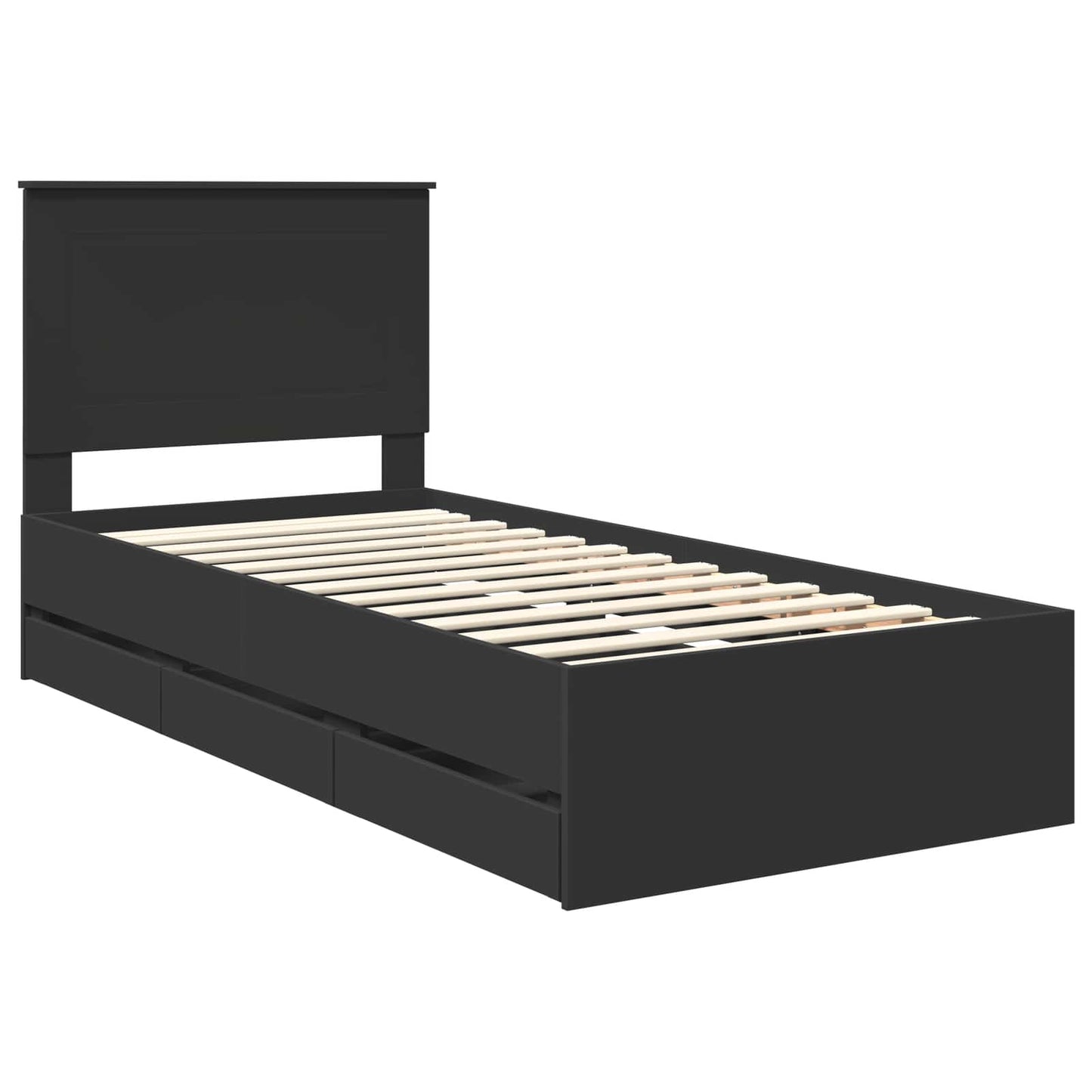Bed Frame with Drawer Black 100 x 200 cm Engineer Wood