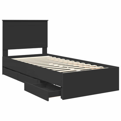 Bed Frame with Drawer Black 100 x 200 cm Engineer Wood