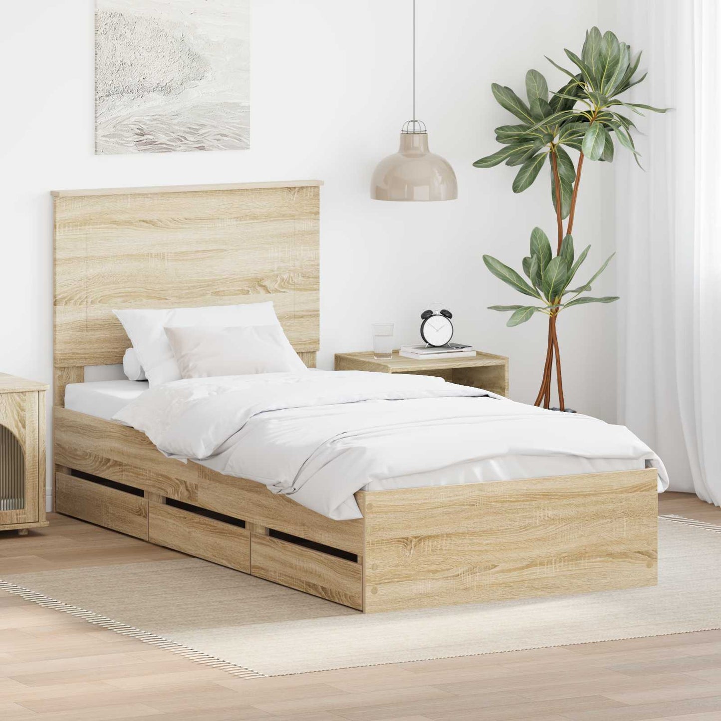 Bed Frame with Drawer Sonoma Oak 100 x 200 cm Engineer Wood