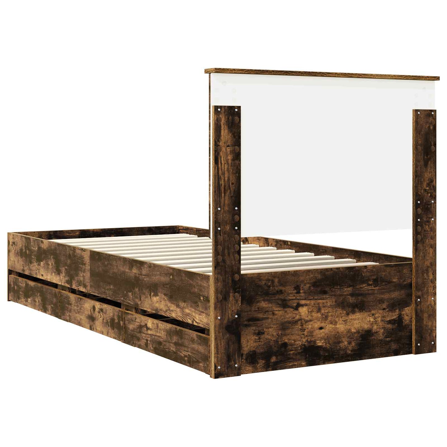 Bed Frame with Drawer Smoked Oak 100 x 200 cm Engineer Wood