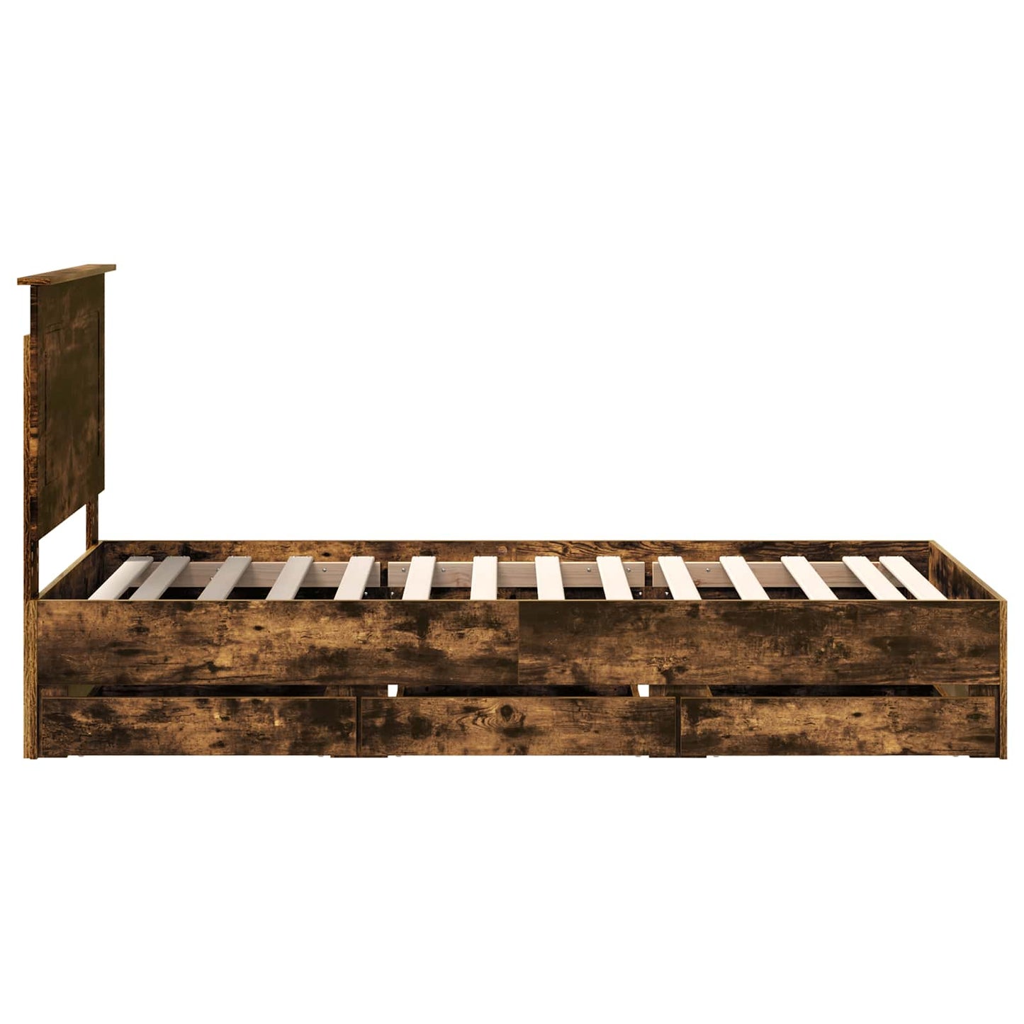 Bed Frame with Drawer Smoked Oak 100 x 200 cm Engineer Wood