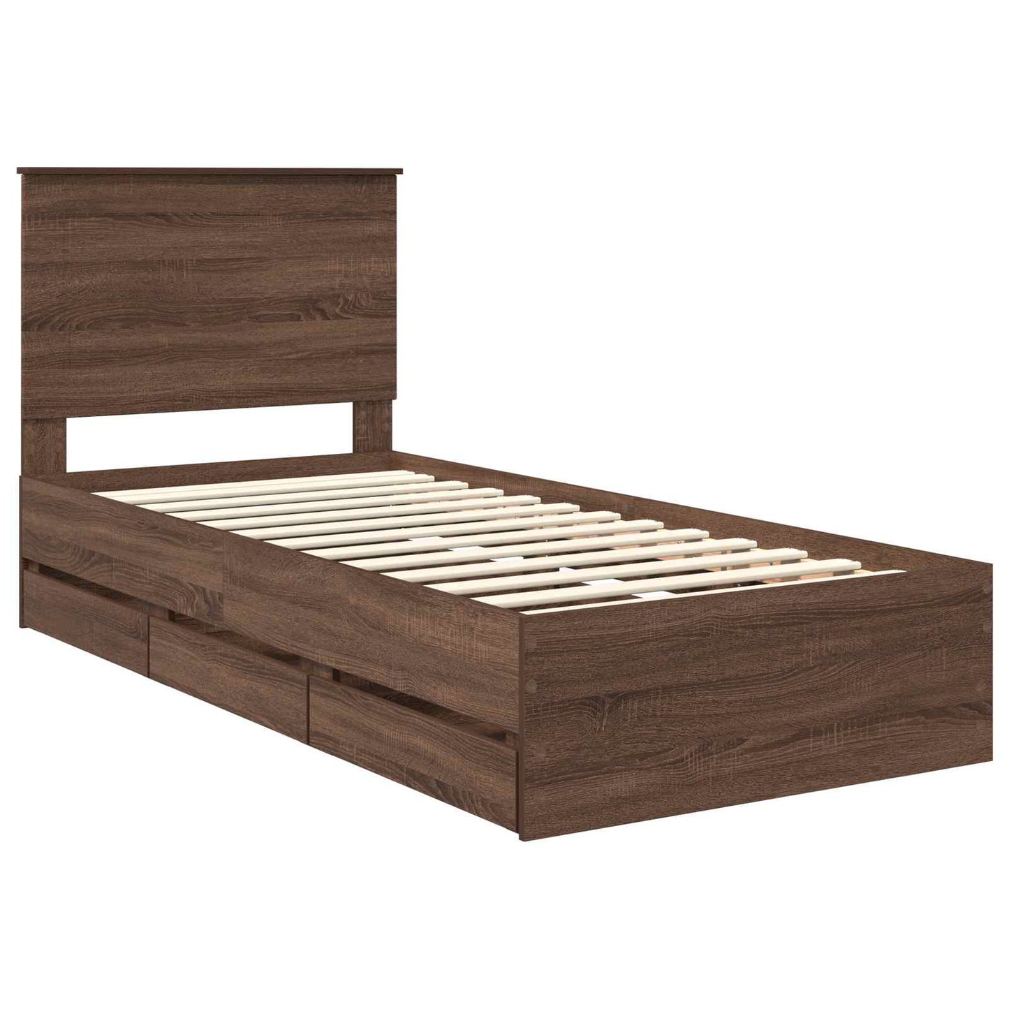 Bed Frame with Drawer Brown Oak 100 x 200 cm Engineer Wood