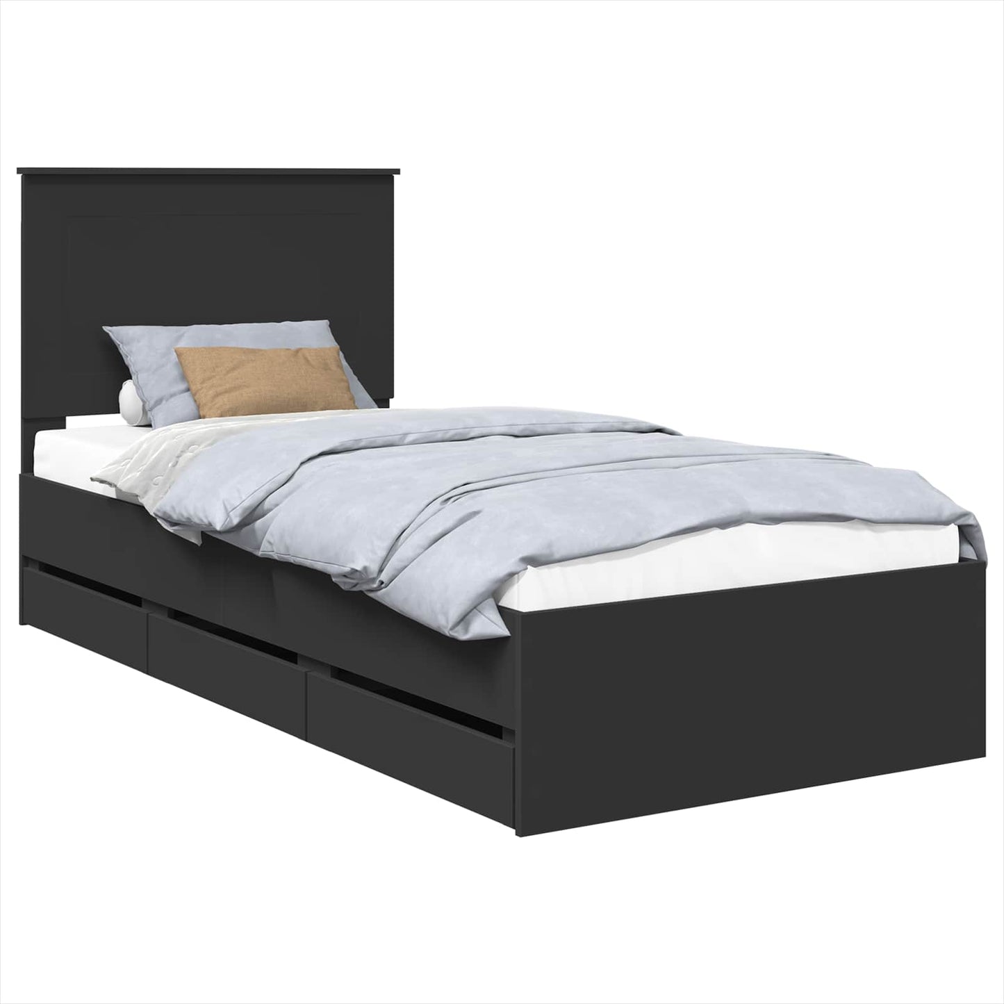Bed Frame with Drawer Black 90 x 190 cm Engineer Wood