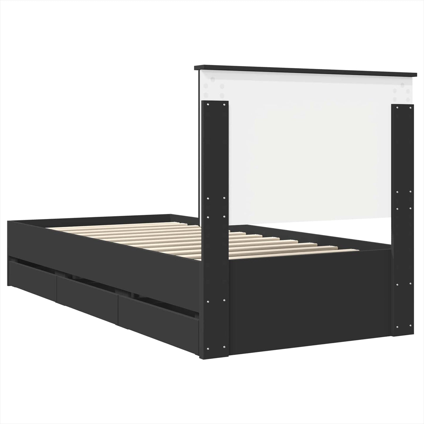Bed Frame with Drawer Black 90 x 190 cm Engineer Wood