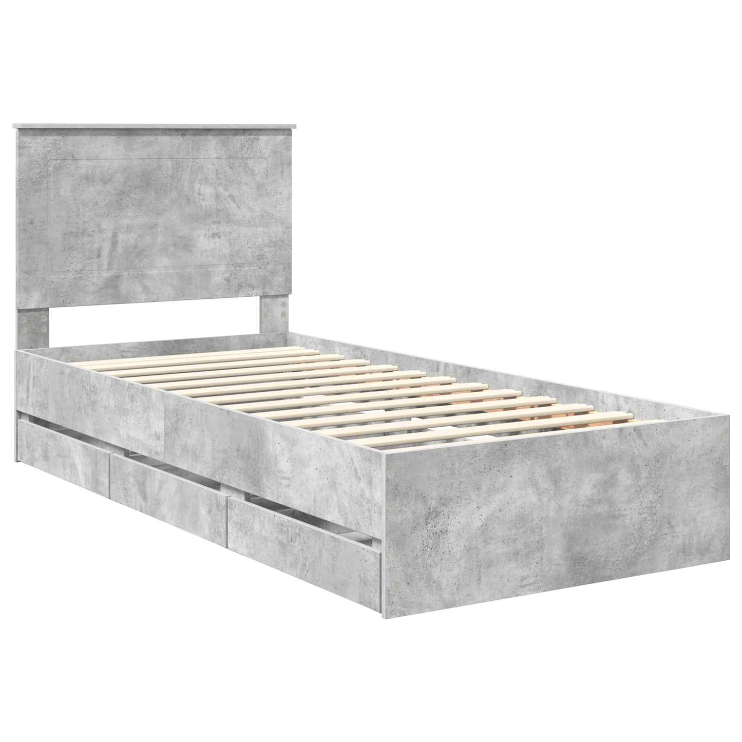 Bed Frame with Drawer Concrete Grey 90 x 190 cm Engineer Wood