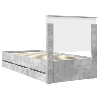 Bed Frame with Drawer Concrete Grey 90 x 190 cm Engineer Wood