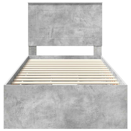 Bed Frame with Drawer Concrete Grey 90 x 190 cm Engineer Wood