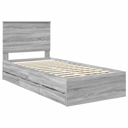 Bed Frame with Drawer Grey Sonoma 90 x 190 cm Engineer Wood