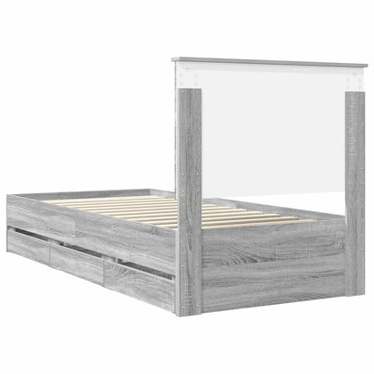 Bed Frame with Drawer Grey Sonoma 90 x 190 cm Engineer Wood