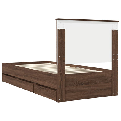 Bed Frame with Drawer Brown Oak 90 x 190 cm Engineer Wood