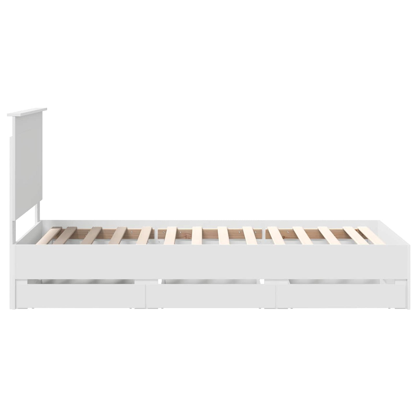 Bed Frame with Drawer White 90 x 200 cm Engineer Wood