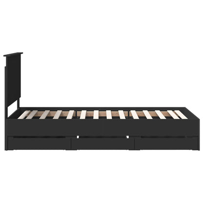 Bed Frame with Drawer Black 90 x 200 cm Engineer Wood