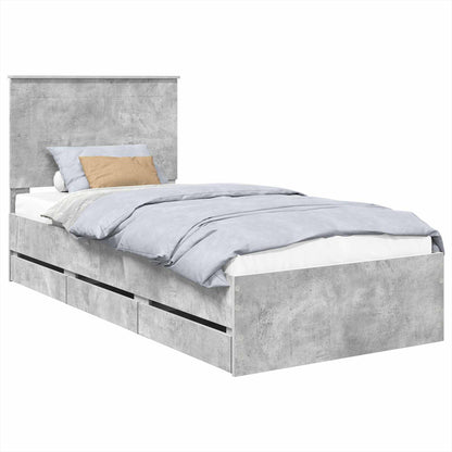 Bed Frame with Drawer Concrete Grey 90 x 200 cm Engineer Wood