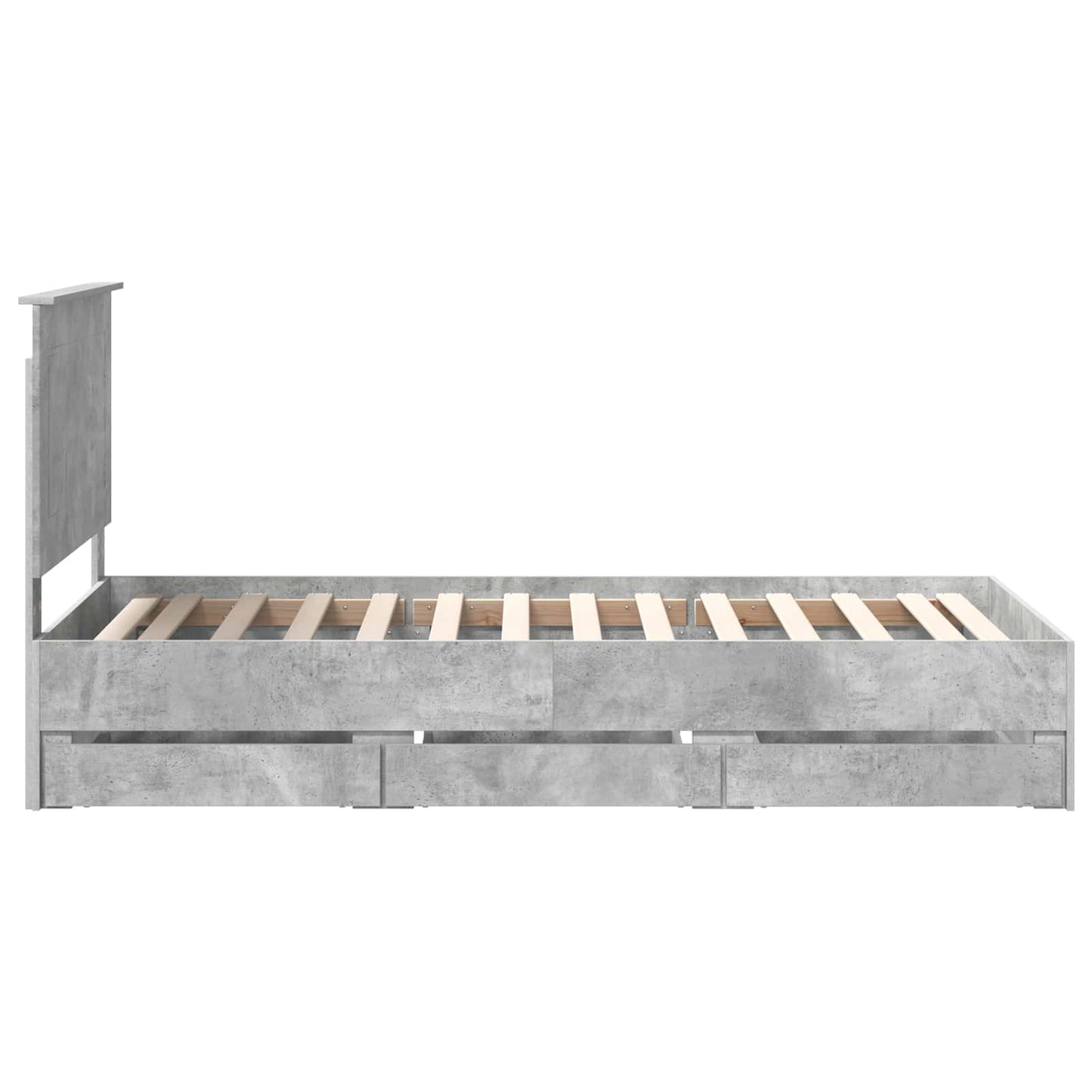 Bed Frame with Drawer Concrete Grey 90 x 200 cm Engineer Wood