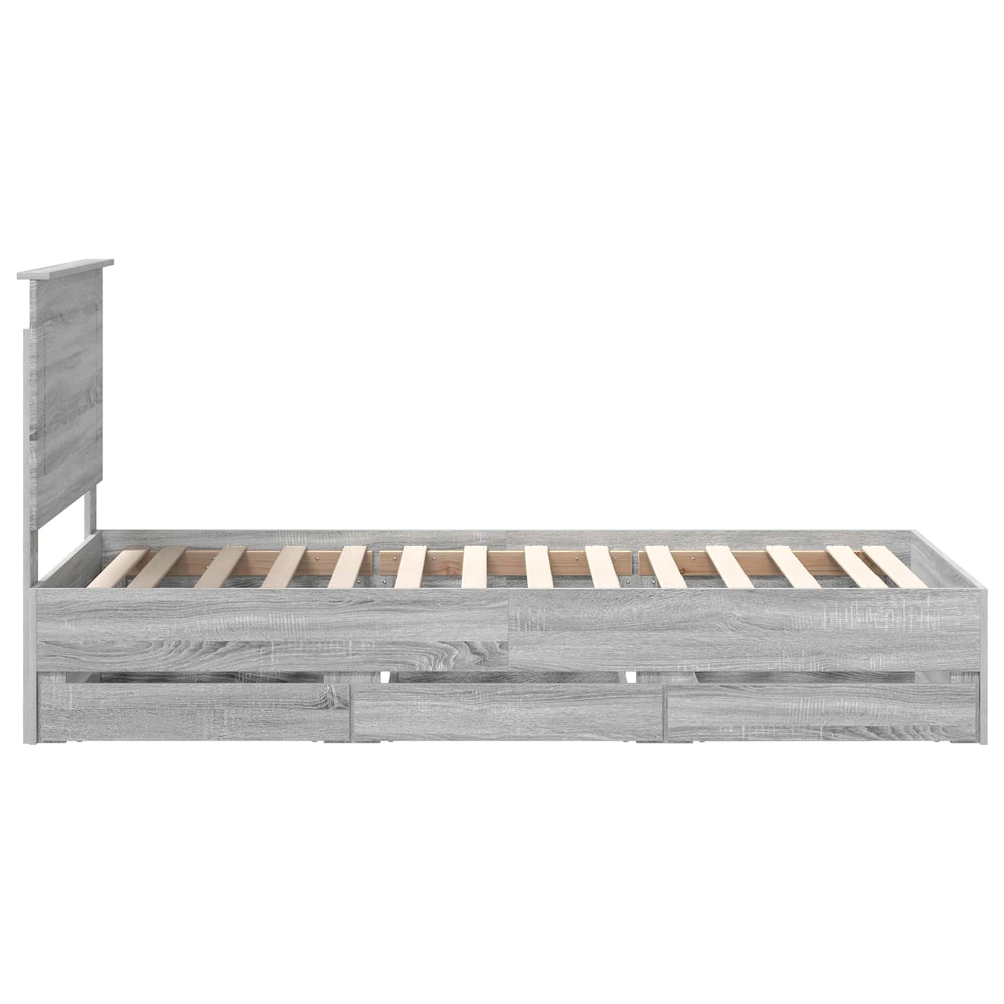 Bed Frame with Drawer Grey Sonoma 90 x 200 cm Engineer Wood