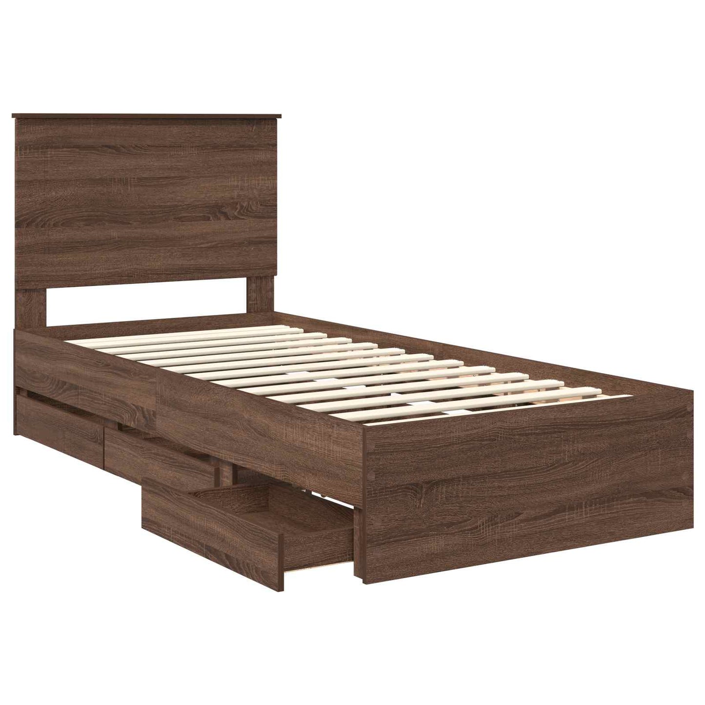 Bed Frame with Drawer Brown Oak 90 x 200 cm Engineer Wood