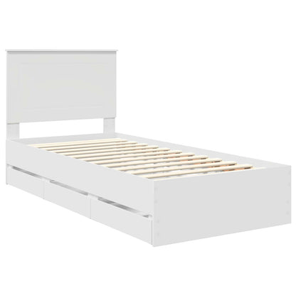 Bed Frame with Drawer White 75 x 190 cm Engineer Wood