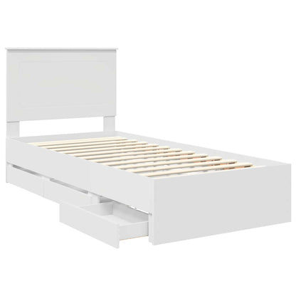 Bed Frame with Drawer White 75 x 190 cm Engineer Wood