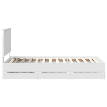 Bed Frame with Drawer White 75 x 190 cm Engineer Wood