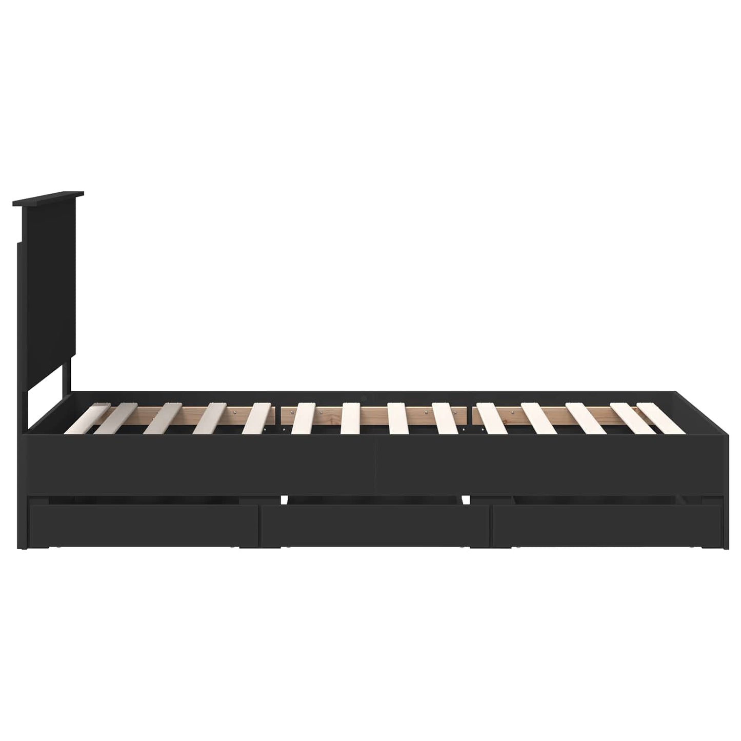 Bed Frame with Drawer Black 75 x 190 cm Engineer Wood