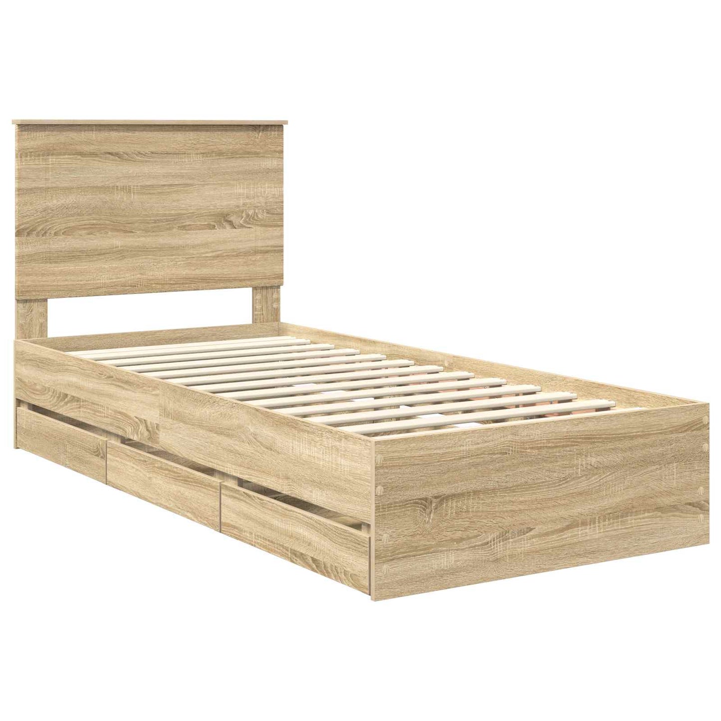 Bed Frame with Drawer Sonoma Oak 75 x 190 cm Engineer Wood