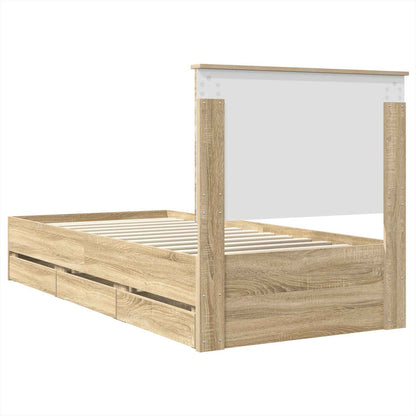 Bed Frame with Drawer Sonoma Oak 75 x 190 cm Engineer Wood
