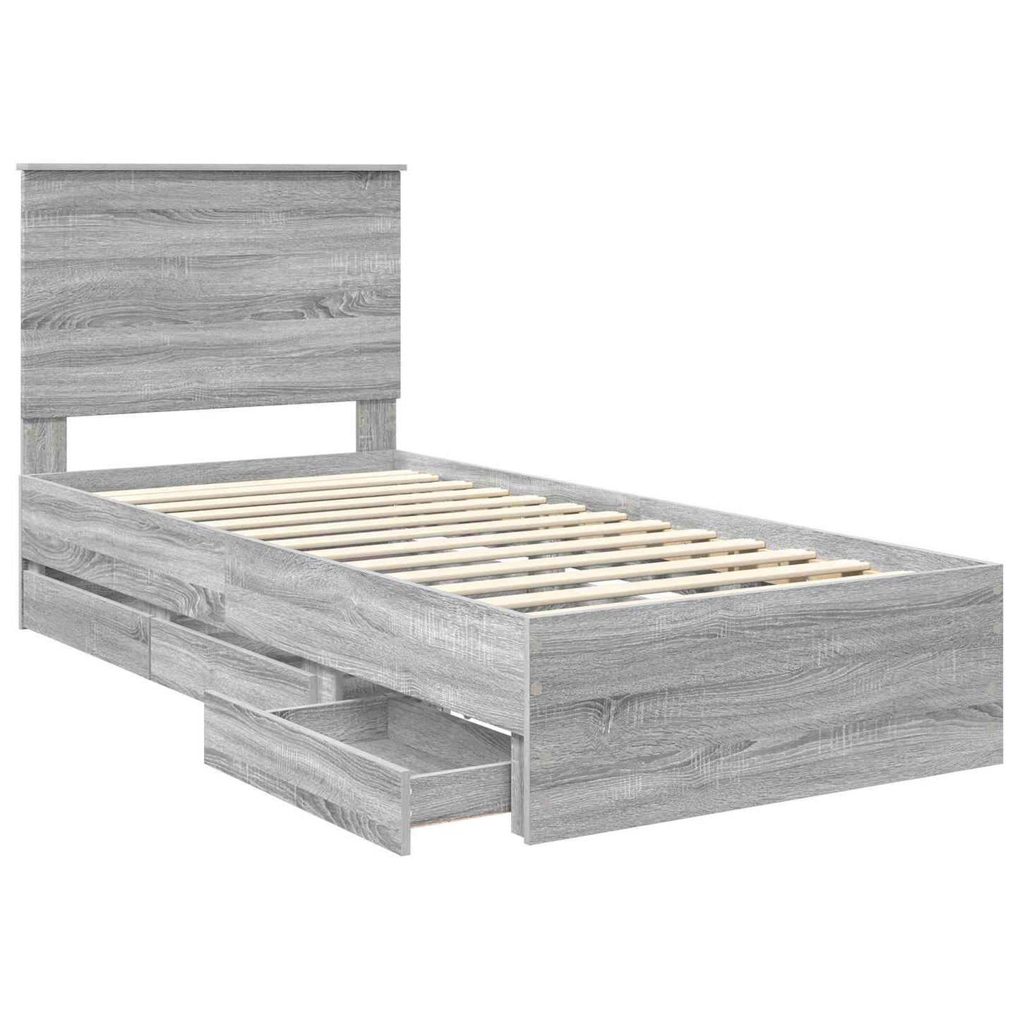 Bed Frame with Drawer Grey Sonoma 75 x 190 cm Engineer Wood