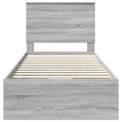 Bed Frame with Drawer Grey Sonoma 75 x 190 cm Engineer Wood