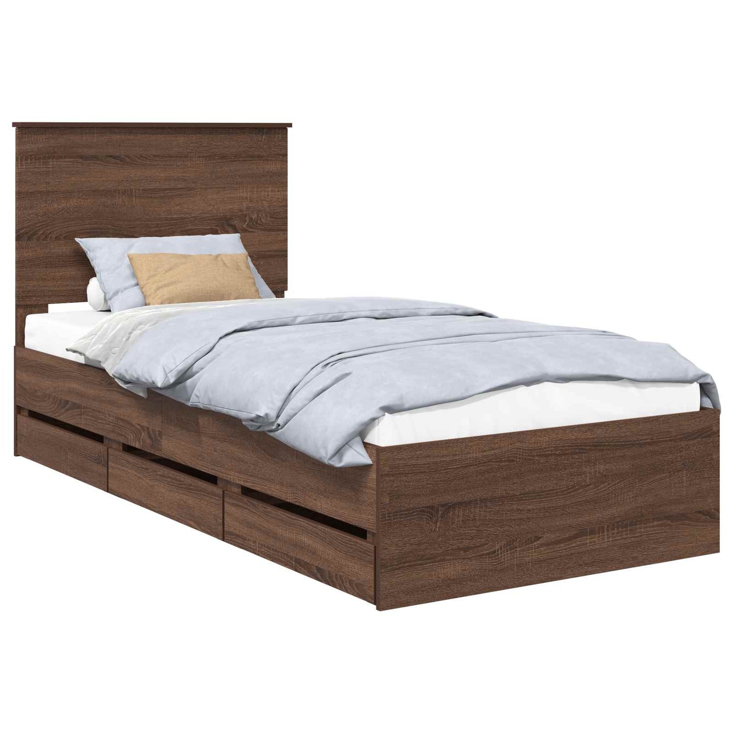 Bed Frame with Drawer Brown Oak 75 x 190 cm Engineer Wood