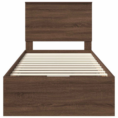 Bed Frame with Drawer Brown Oak 75 x 190 cm Engineer Wood
