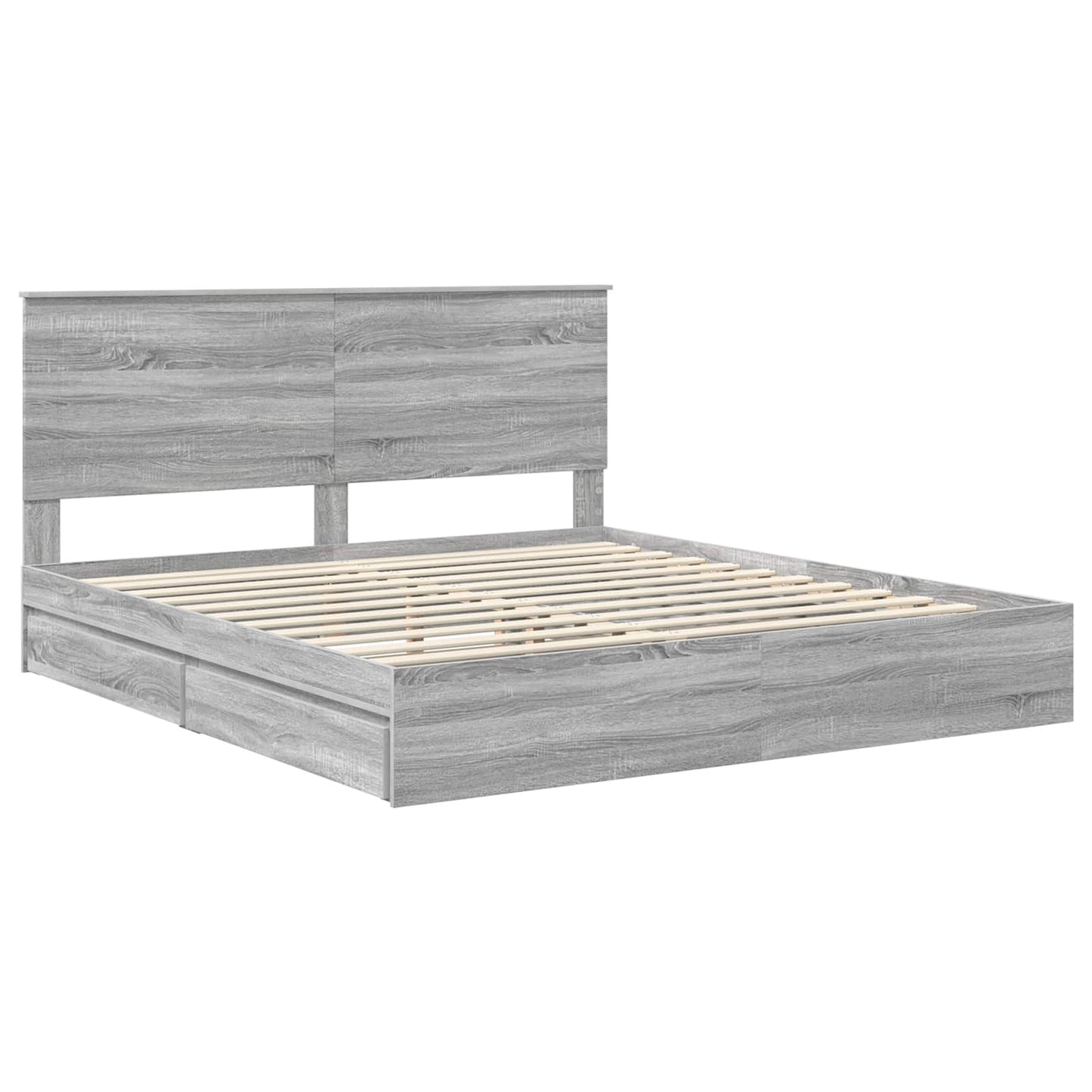 Storage Bed Grey Sonoma 200 x 200 cm Engineered Wood