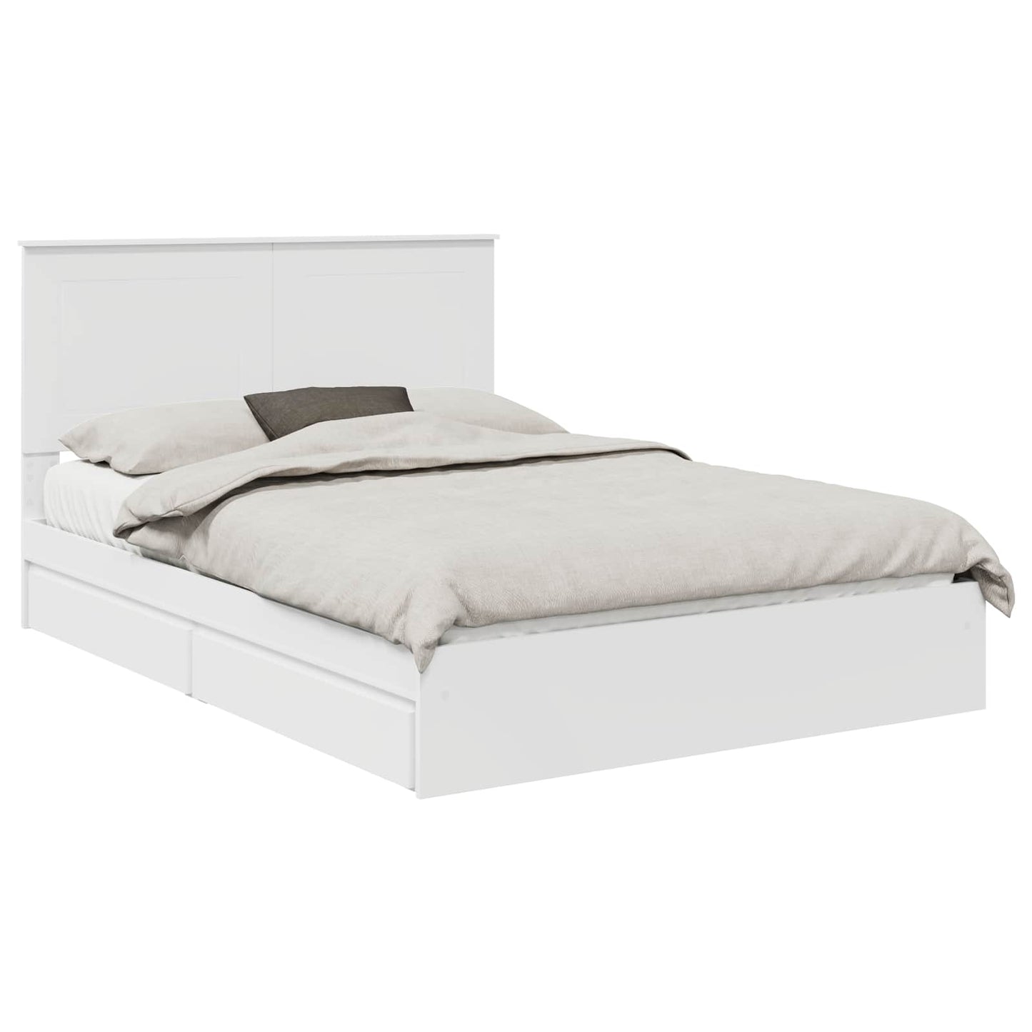 Storage Bed with Headboard White 160 x 200 cm Engineered Wood