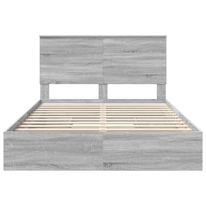 Storage Bed Grey Sonoma 160 x 200 cm Engineered Wood