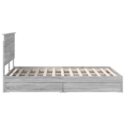 Storage Bed Grey Sonoma 160 x 200 cm Engineered Wood