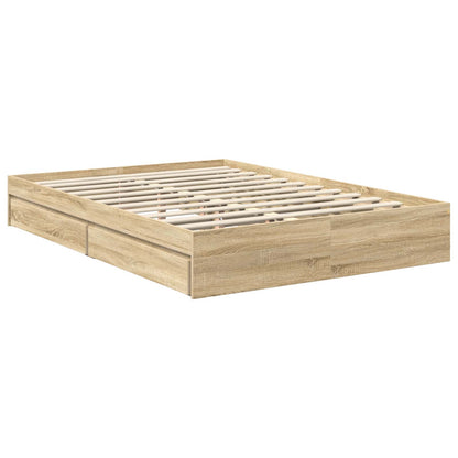 Storage Bed with Drawer Sonoma Oak 140 x 190 cm Engineered Wood