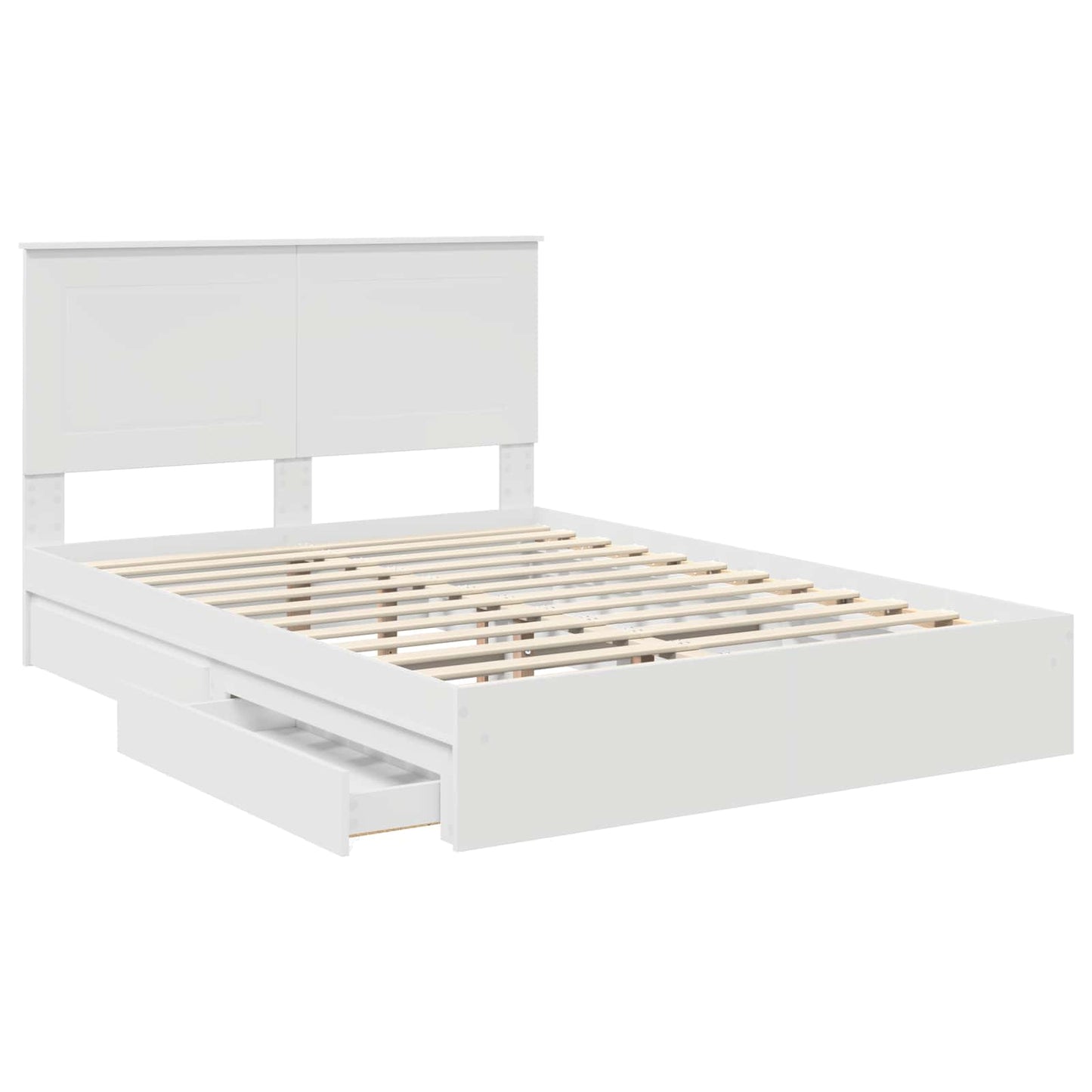 Storage Bed with Headboard White 140 x 200 cm Engineered Wood