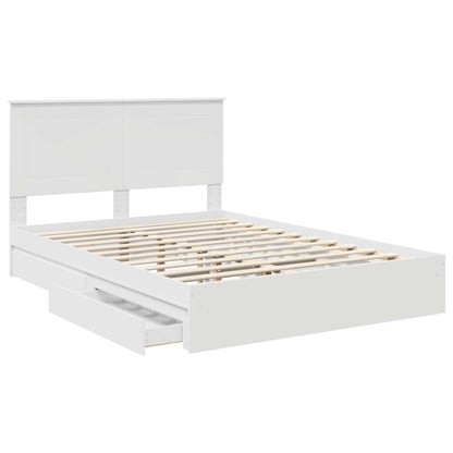 Storage Bed with Headboard White 140 x 200 cm Engineered Wood