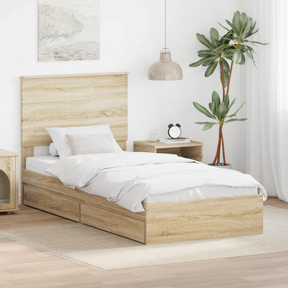Storage Bed with Drawer Sonoma Oak 100 x 200 cm Engineered Wood