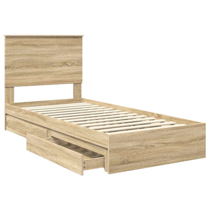 Storage Bed with Drawer Sonoma Oak 100 x 200 cm Engineered Wood