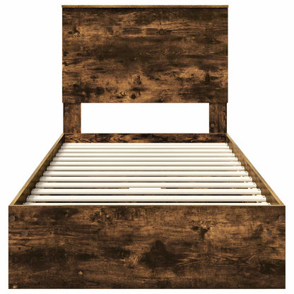 Storage Bed with Drawer Smoked Oak 100 x 200 cm Engineered Wood