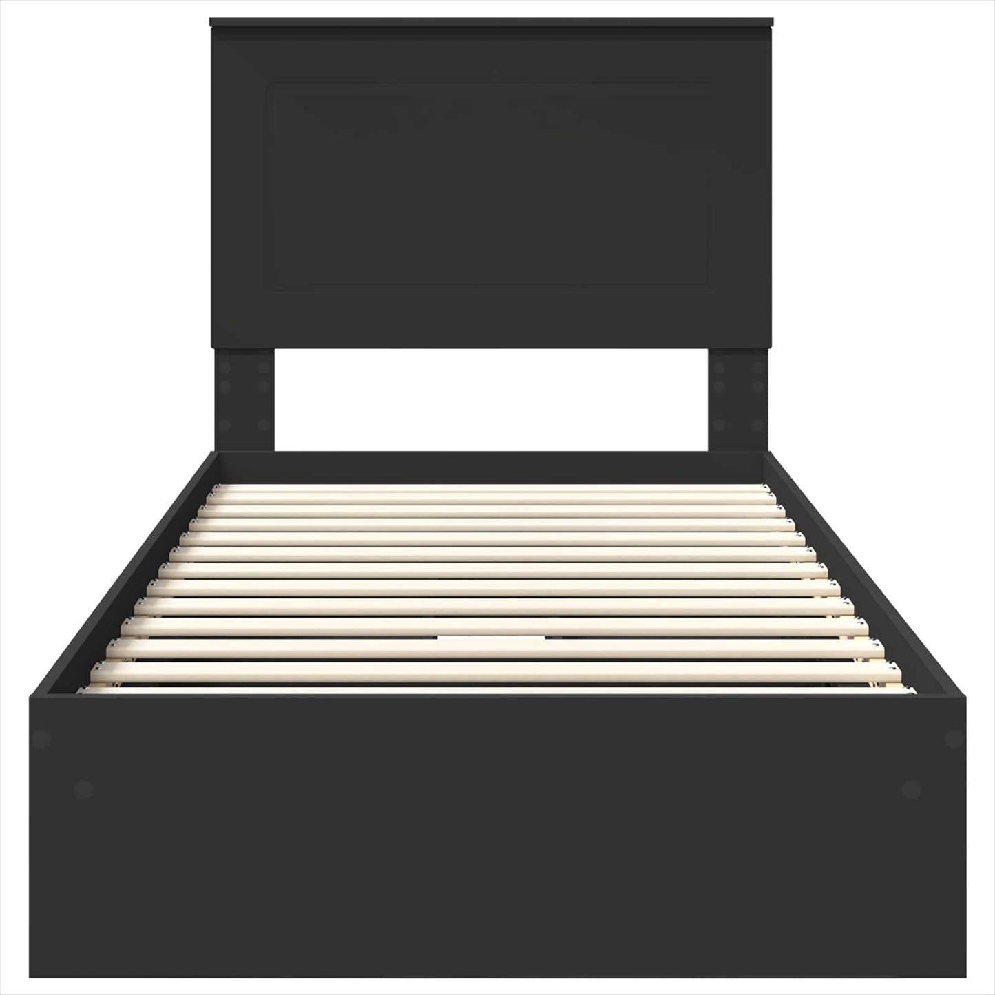 Storage Bed with Headboard Black 90 x 190 cm Engineered Wood