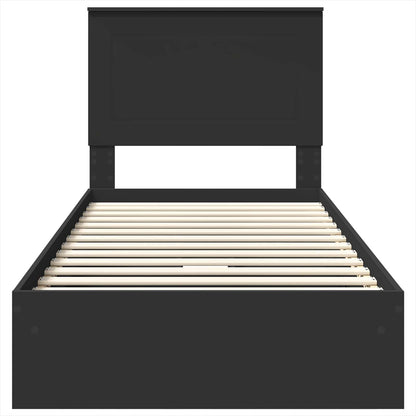 Storage Bed with Headboard Black 90 x 190 cm Engineered Wood