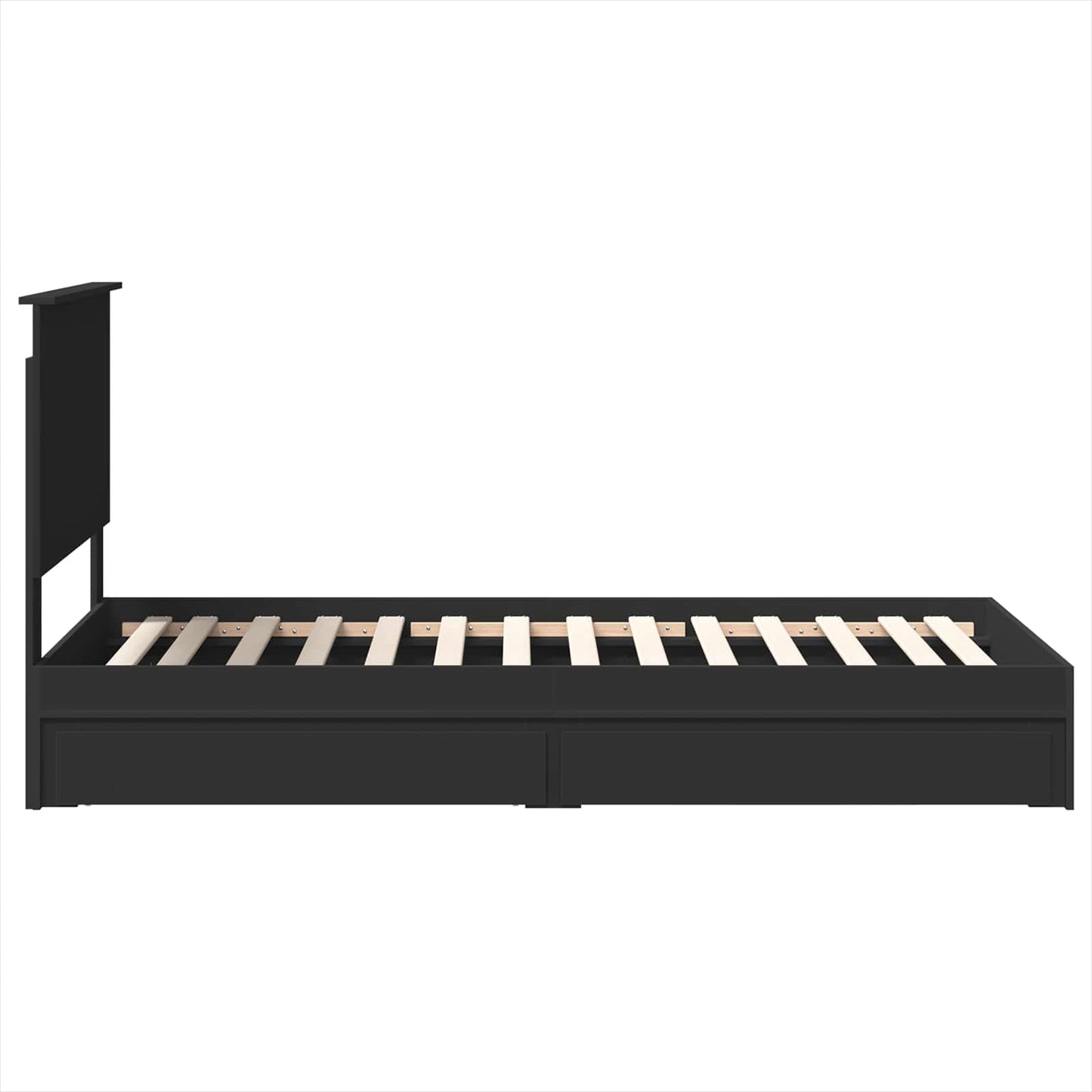 Storage Bed with Headboard Black 90 x 190 cm Engineered Wood