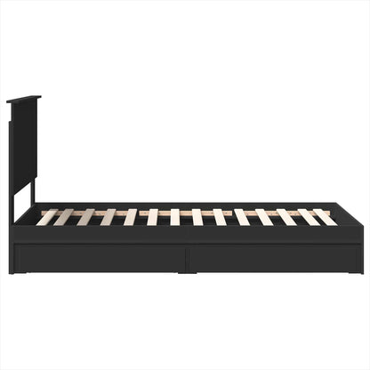 Storage Bed with Headboard Black 90 x 190 cm Engineered Wood