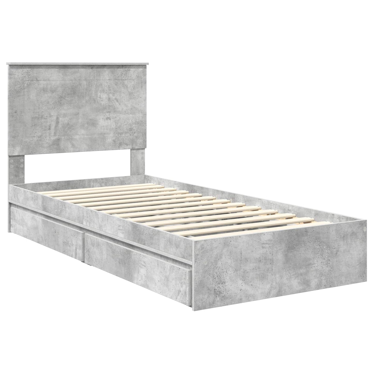 Storage Bed Concrete Grey 90 x 190 cm Engineered Wood