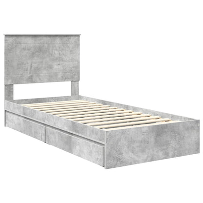 Storage Bed Concrete Grey 90 x 190 cm Engineered Wood